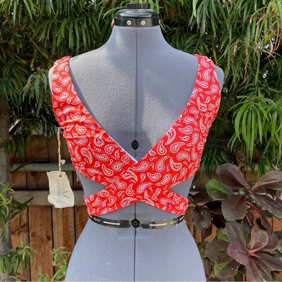 Verdelimon Calico Bikini Top Red Paisley size M - Picture 5 of 8